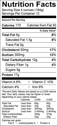 salsa verde pulled pork nutrition label