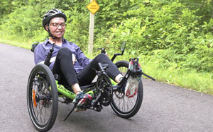 Judy Lindberg on adaptive tricycle
