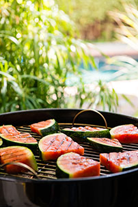 grilled watermelon with spicy lime dressing 646469871