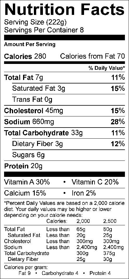 baked chimichangas nutrition label