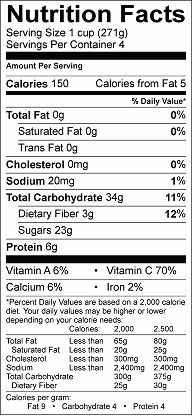 banana and pineapple smoothie nutrition label