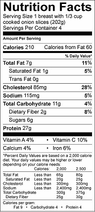 Moroccan roasted chicken nutrition label