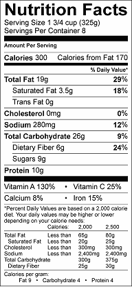 peanut stew nutrition label