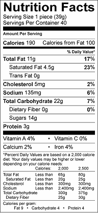 scotchodiles peanut butter crispy cereal dessert bar nutrition label