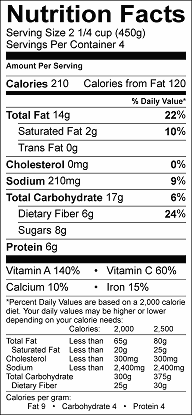 veggieful egg drop soup nutrition label