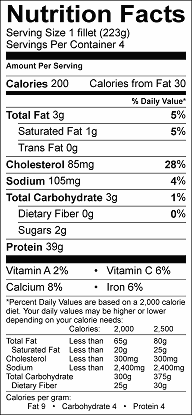 yogurt marinade tilapia nutrition label