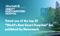 A banner celebrating Abbott Northwestern's selection as one of the best smart hospitals by Newsweek