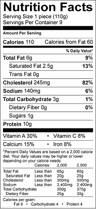 cheesy arugula spinach egg bake nutrition label