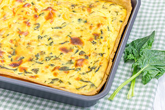 make mornings easy with this egg bake with cheese spinach arugula