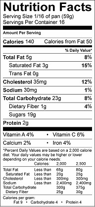 secret ingredient brownies nutrition label