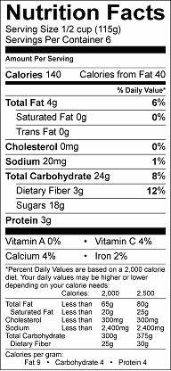 cinnamon nutmeg waldorf salad nutrition label