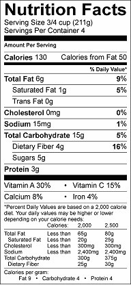 green bean potato and tomato dish nutrition label