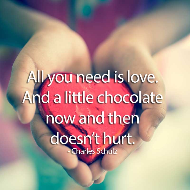 All you need is love. And a little chocolate now and then doesn't hurt. Charles Schulz