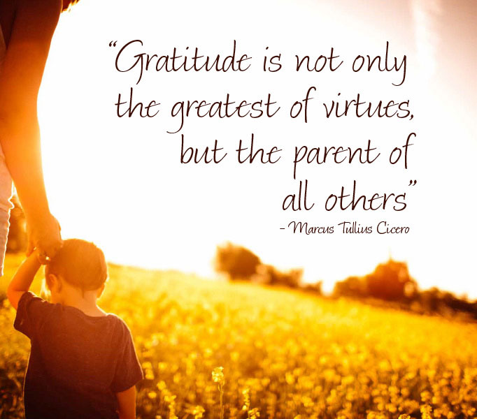 Gratitude is the greatest of virtues - photoquote