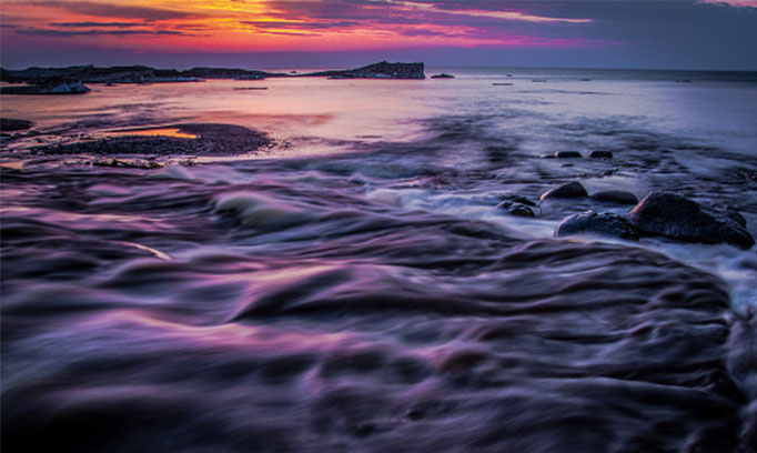 beautiful sunset shoreline