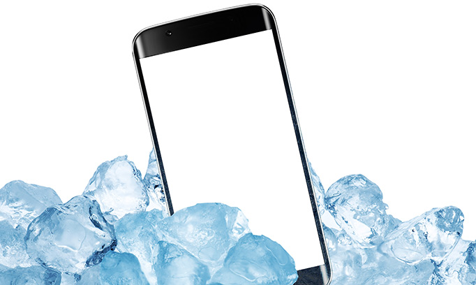 smartphone on ice to represent the "in case of emergency" app, or I.C.E., used to save lives