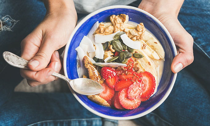 Plate with selection of foods for healthy eating and weight loss