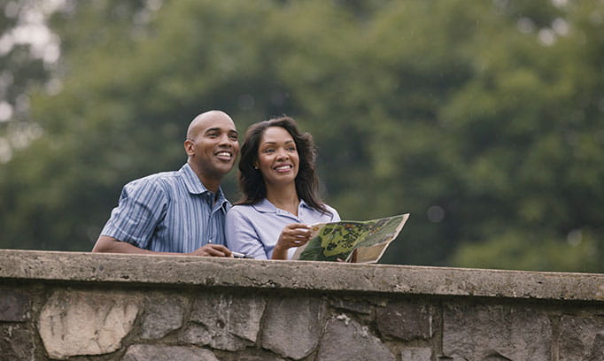 Couple on a hike while on vacation  