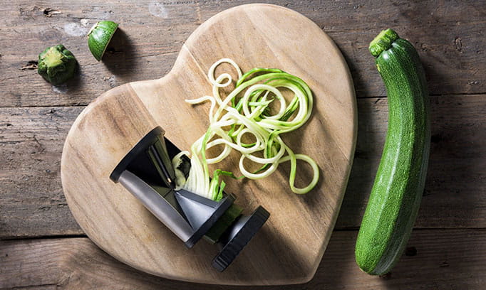 Grated unpeeled zucchini for a quick summer salad recipe