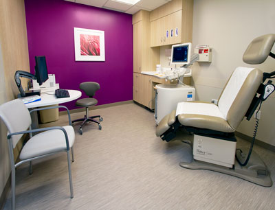 Minnesota Perinatal Physicians exam room with purple wall