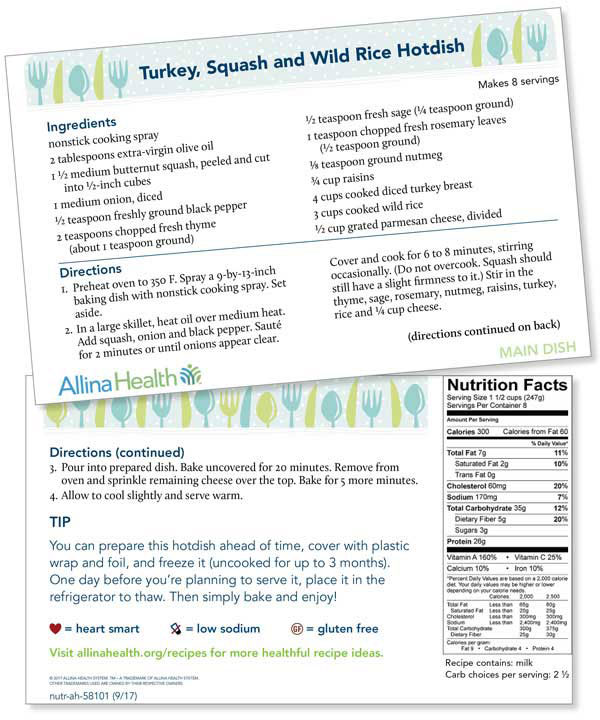 recipe card turkey squash casserole