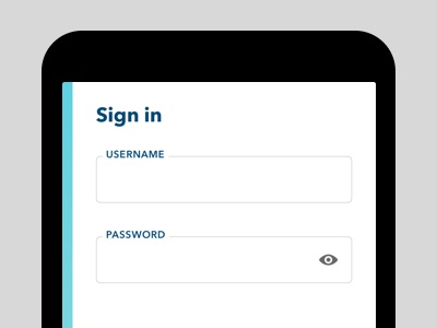 Sign in screen on a mobile device