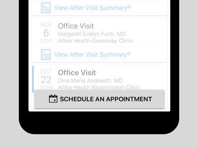 Schedule an appointment screen in mobile
