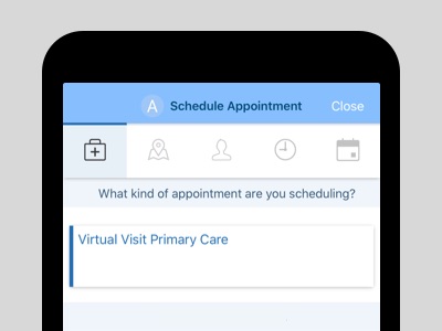 Visit type screen in mobile