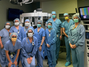 Buffalo Hospital surgical team in blue scrubs