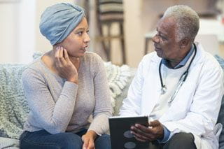 doctor and patient at a cancer consultation
