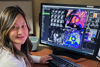 Doctor reviewing heart scan results