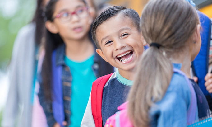 happy young children succeed in new school year