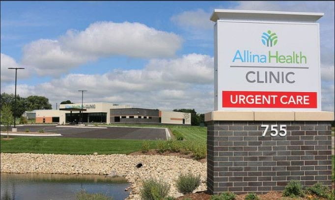 Outdoor signage of Allina Health Urgent Care.