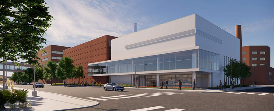 Architect's rendering of new central utility plant at Abbott Northwestern Hospital