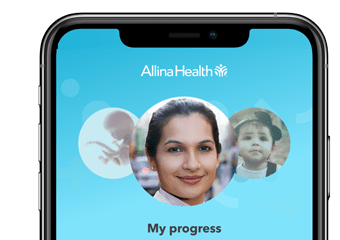 top of phone showing the pregnancy app by Allina