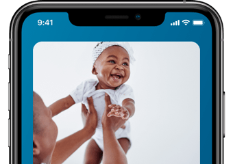cropped view showing just the top of a phone with a baby on it