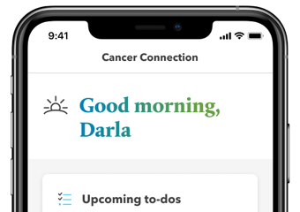 cancer connections welcome screen on phone
