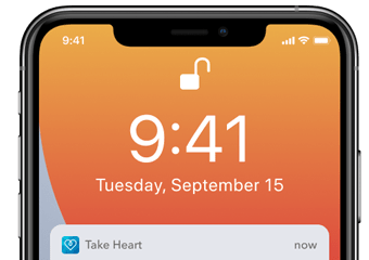 a heart app reminder popping up on a phone screen