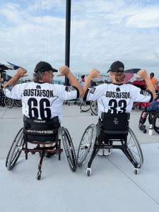 Jeff and Emilee Gustafson black and white jersey