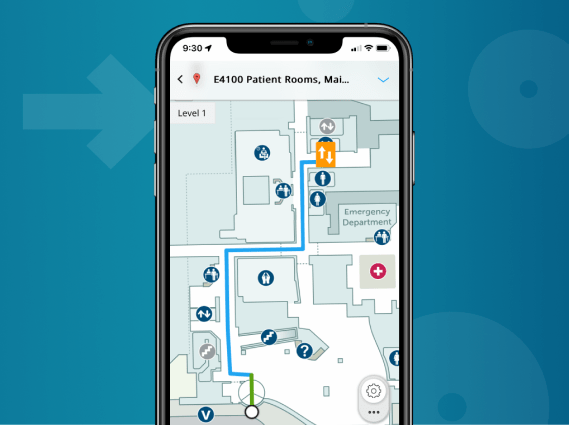mobile view of wayfinding app